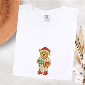 Embroidered Festive Bear Christmas T-Shirt